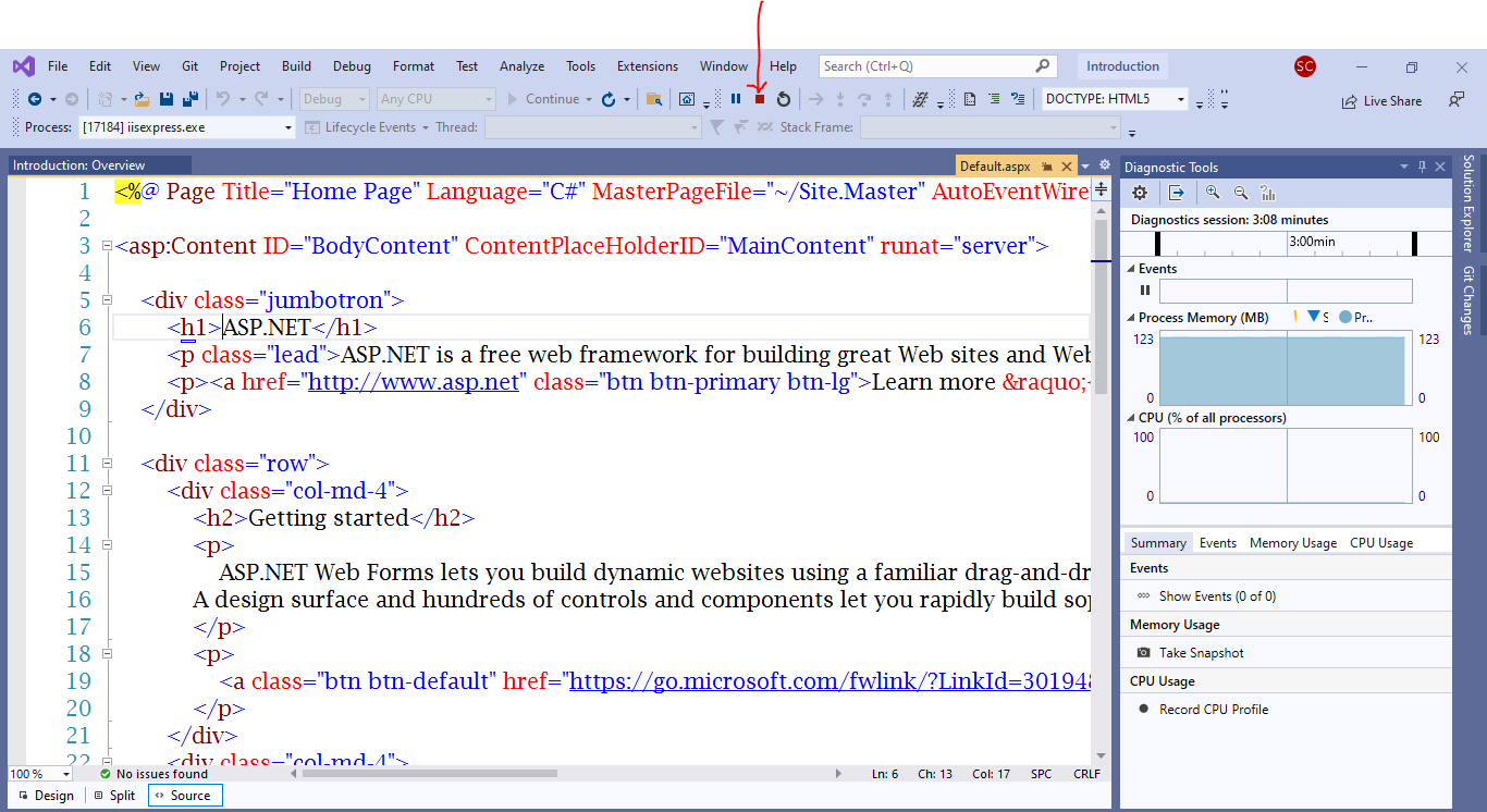 Writing first Web Forms App 1-11