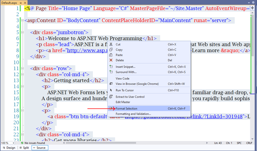 Writing first Web Forms App 1-13