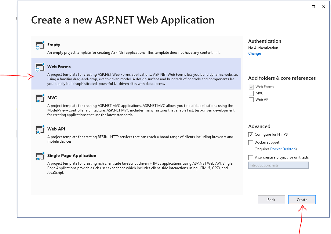 Writing first Web Forms App 1-4