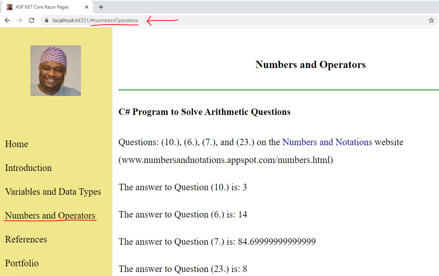 Numbers and Operators Output: Questions on Websites 1