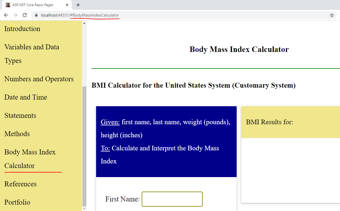 Output: BMI App 1