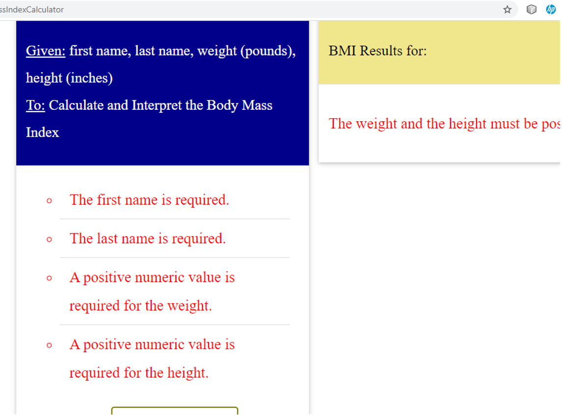 Output: BMI App 2