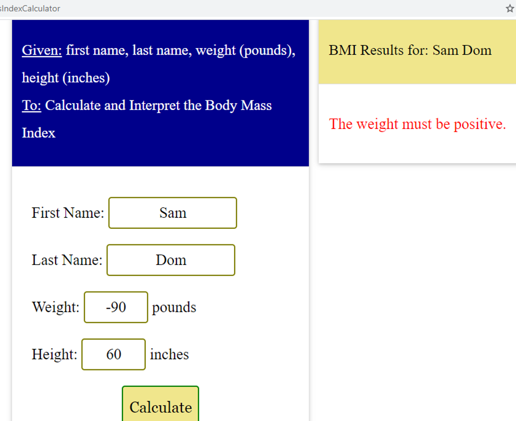 Output: BMI App 3