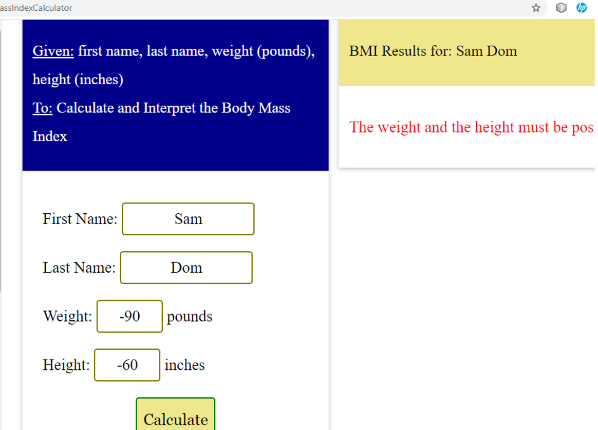 Output: BMI App 5