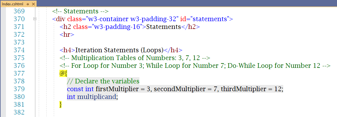 Statements Code 1