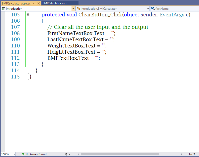 Code: BMICalculator.aspx.cs 6