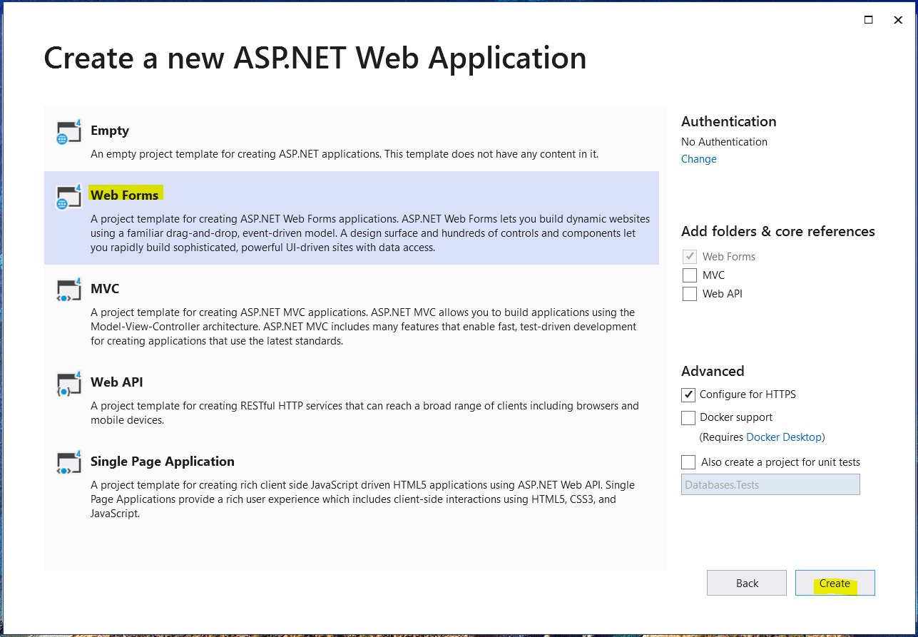 Create Web Forms App: Databases 3