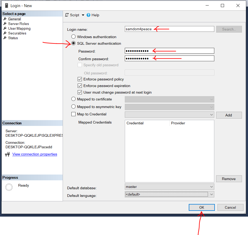 Change Login to Server Authentication 2