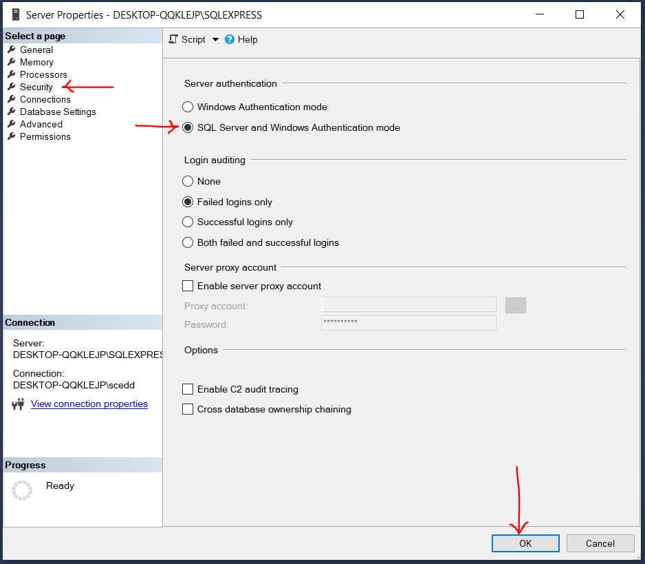 Change Login to Server Authentication 4