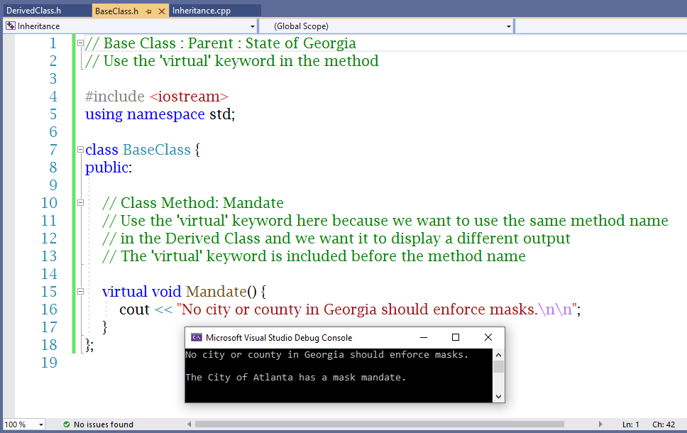 Virtual-Override keyword Example 1-1