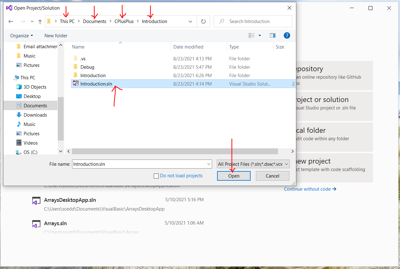 Open Existing Project: Solution File 3-2