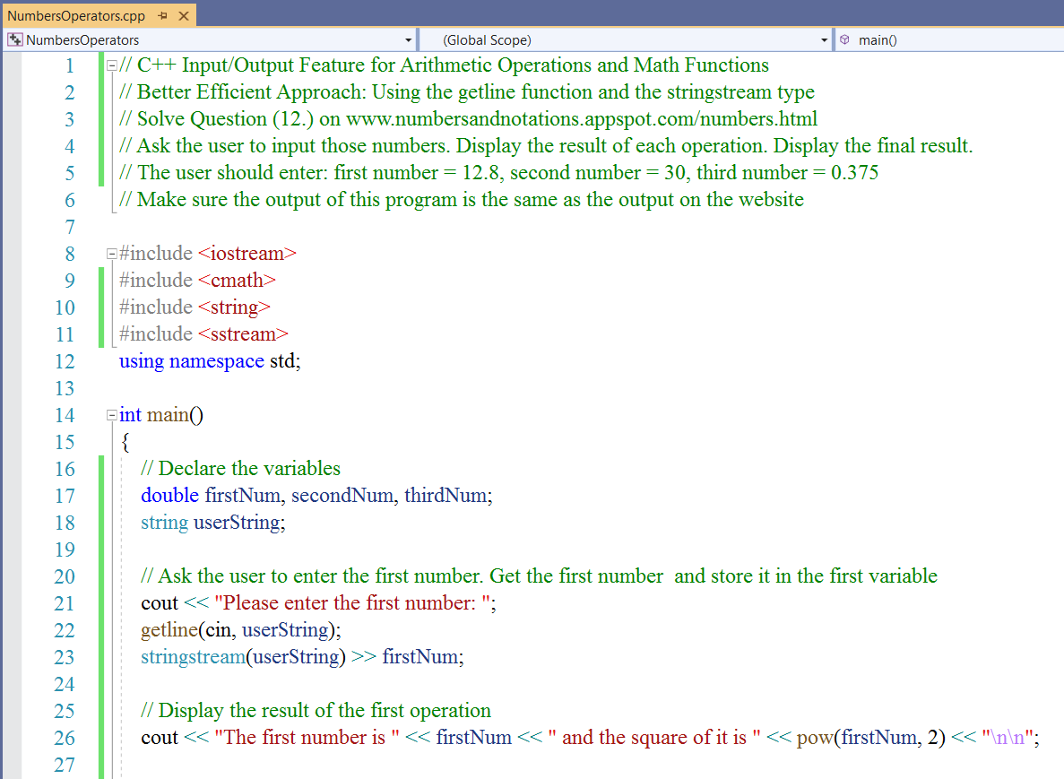 Numbers - Input/Output Feature - Example 2-1