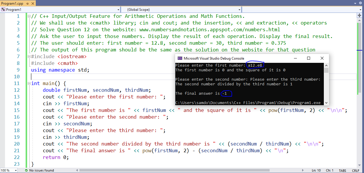 Numbers - Input/Output Feature - Example 3