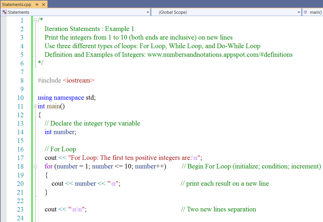 Iteration Statements - Example 1-1
