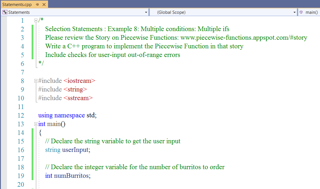 Selection Statements: Example 8-1