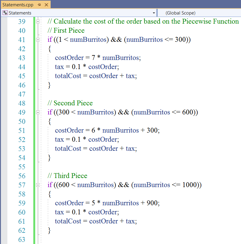 Selection Statements: Example 8-3