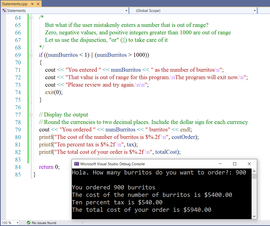 Selection Statements: Example 8-4