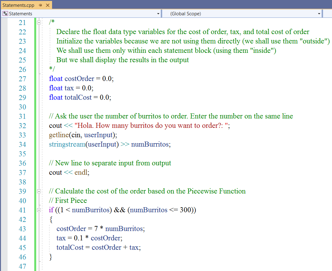 Selection Statements: Example 9-2