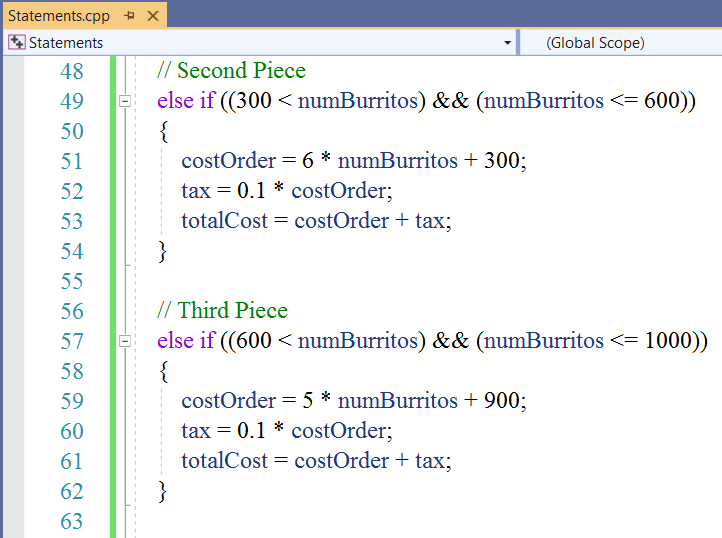 Selection Statements: Example 9-3