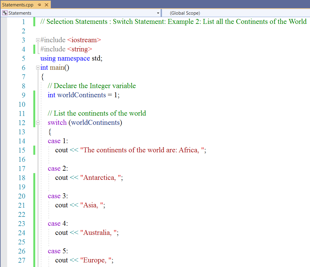 Switch Statements: Example 2-1