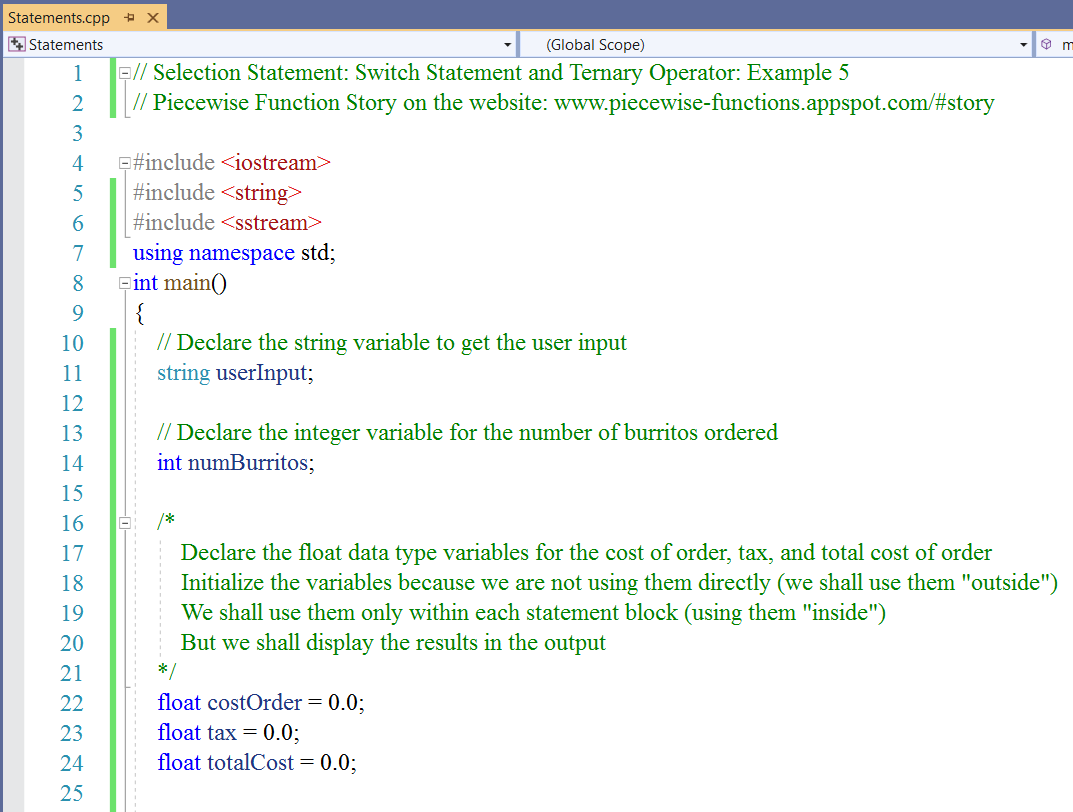 Switch Statements: Example 5-1