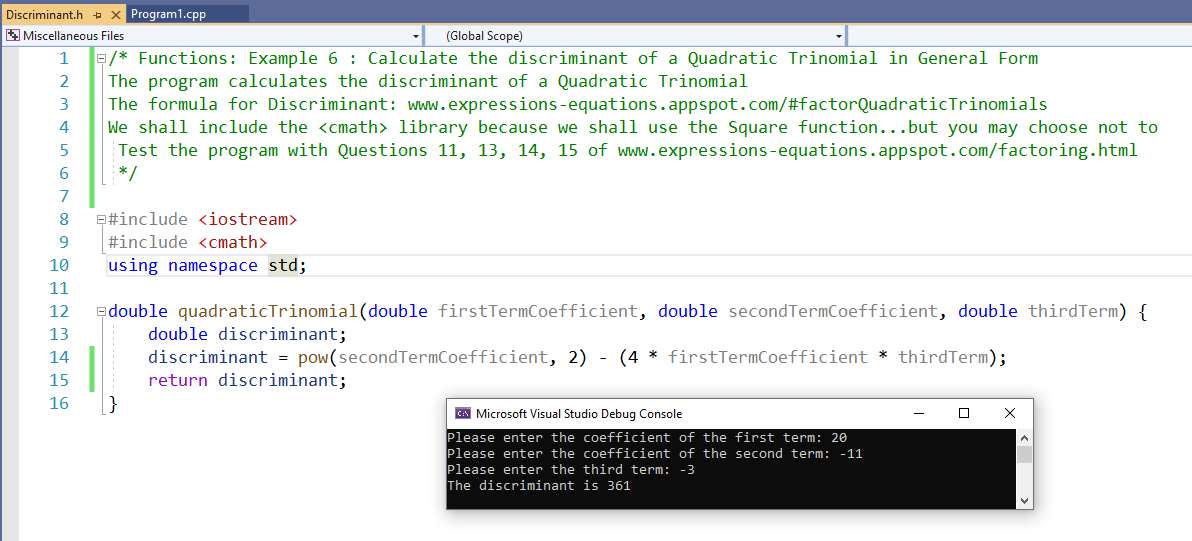 Functions - Example 6-1