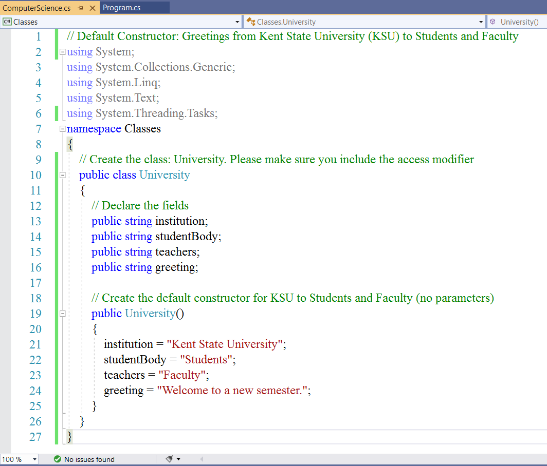 Default Constructor: Example 1-1