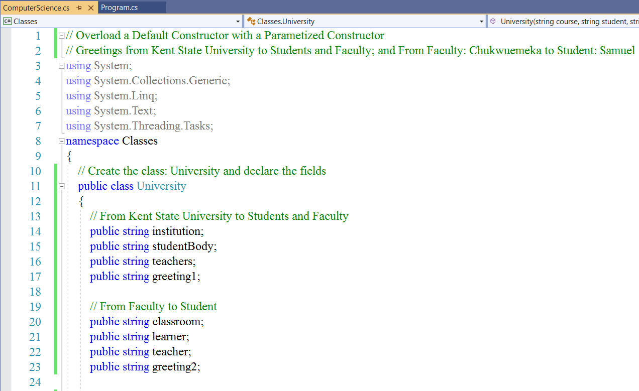 Overload Default Constructor with Parametized Constructor: Example 1-1