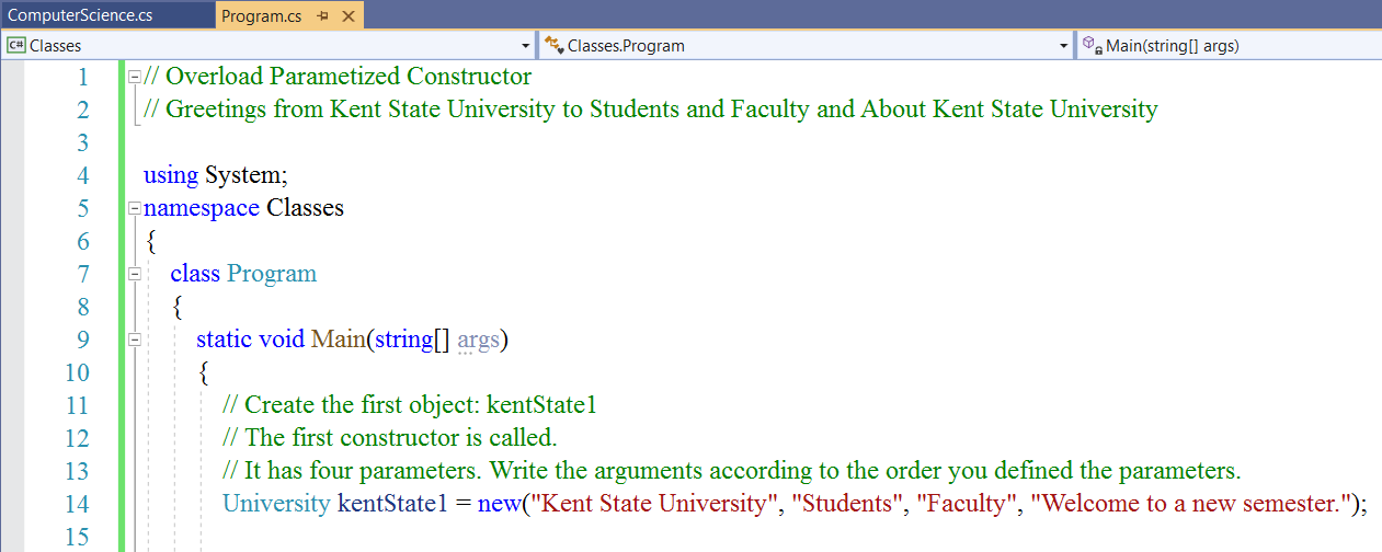 Overload Parametized Constructor: Example 1-3