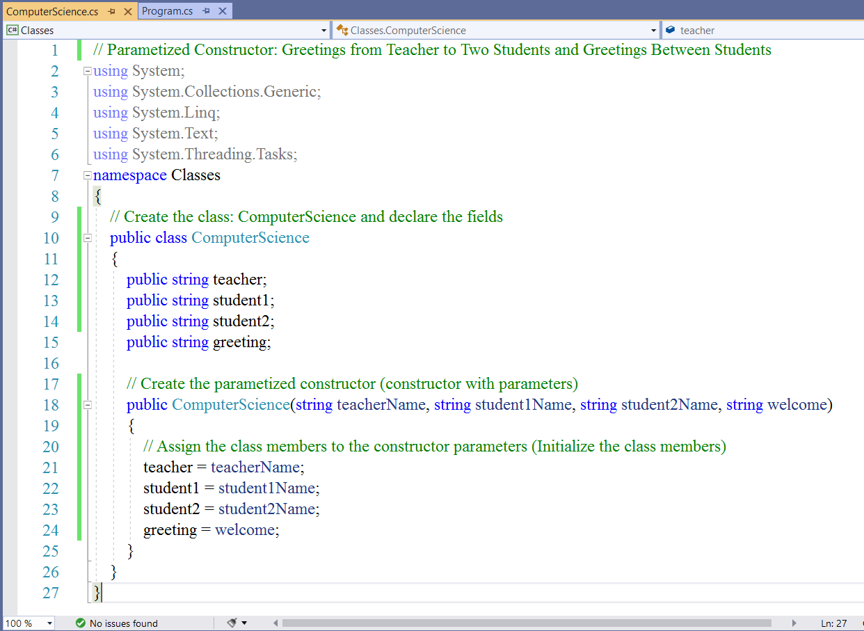 Parametized Constructor: Example 1-1