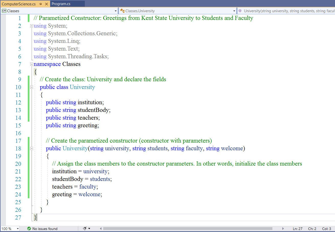 Parametized Constructor: Example 2-1