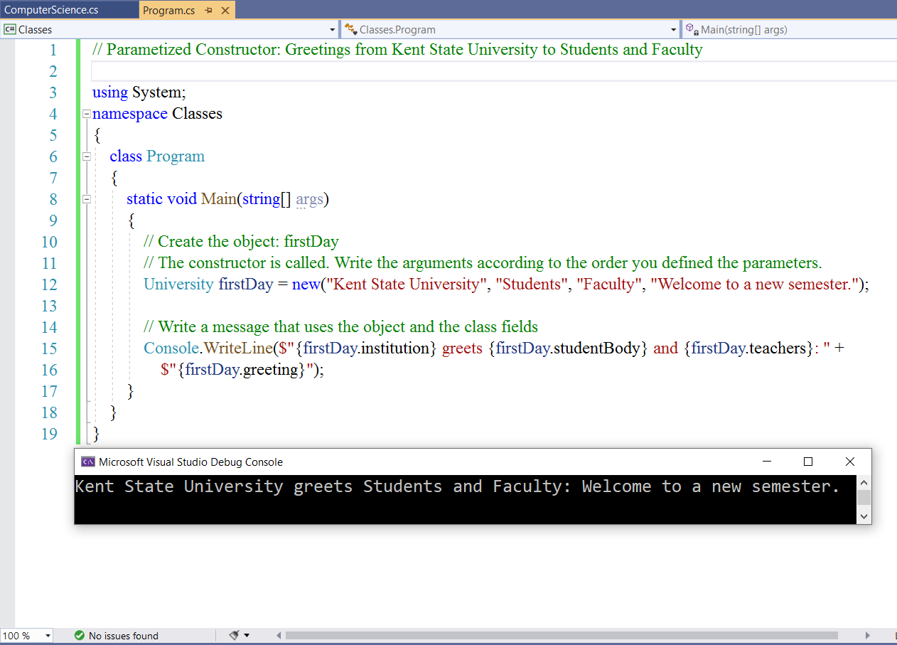 Parametized Constructor: Example 2-2