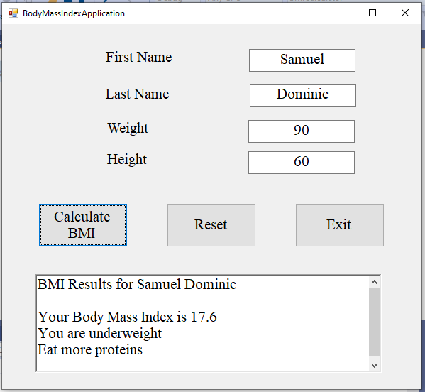 Desktop Application - BMI: 4-4