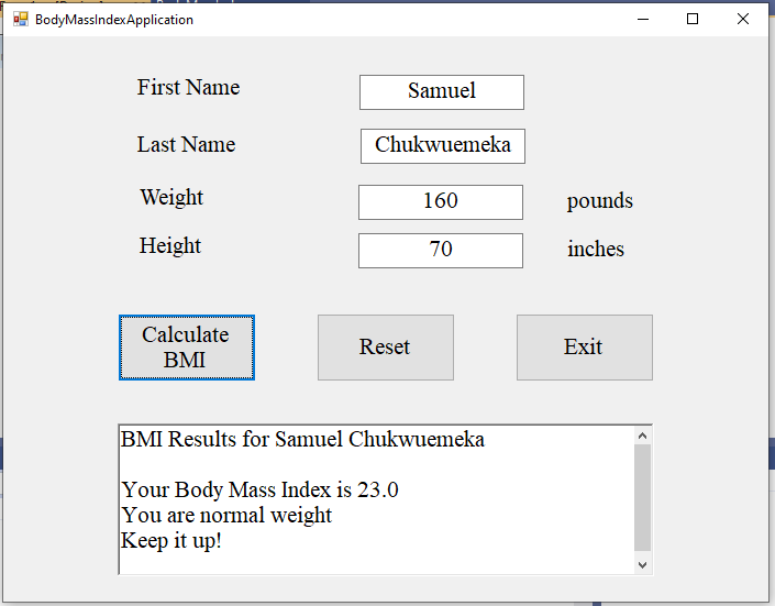 Desktop Application - BMI: 4-5
