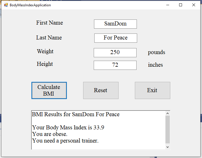 Desktop Application - BMI: 4-7