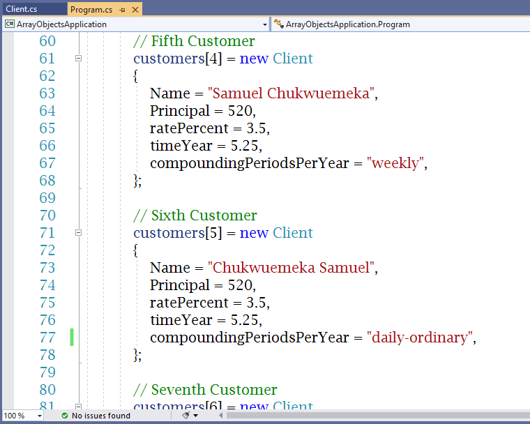 Array Objects Application  1-8