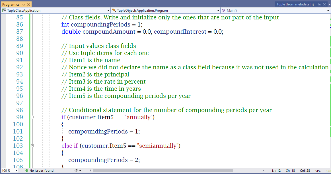 Tuple Class Application 1-5