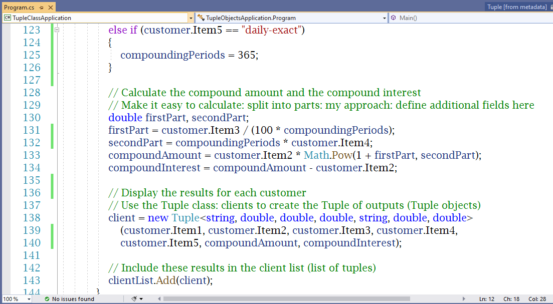 Tuple Class Application 1-7