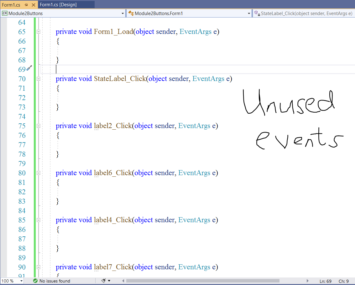 Remove unused events 1
