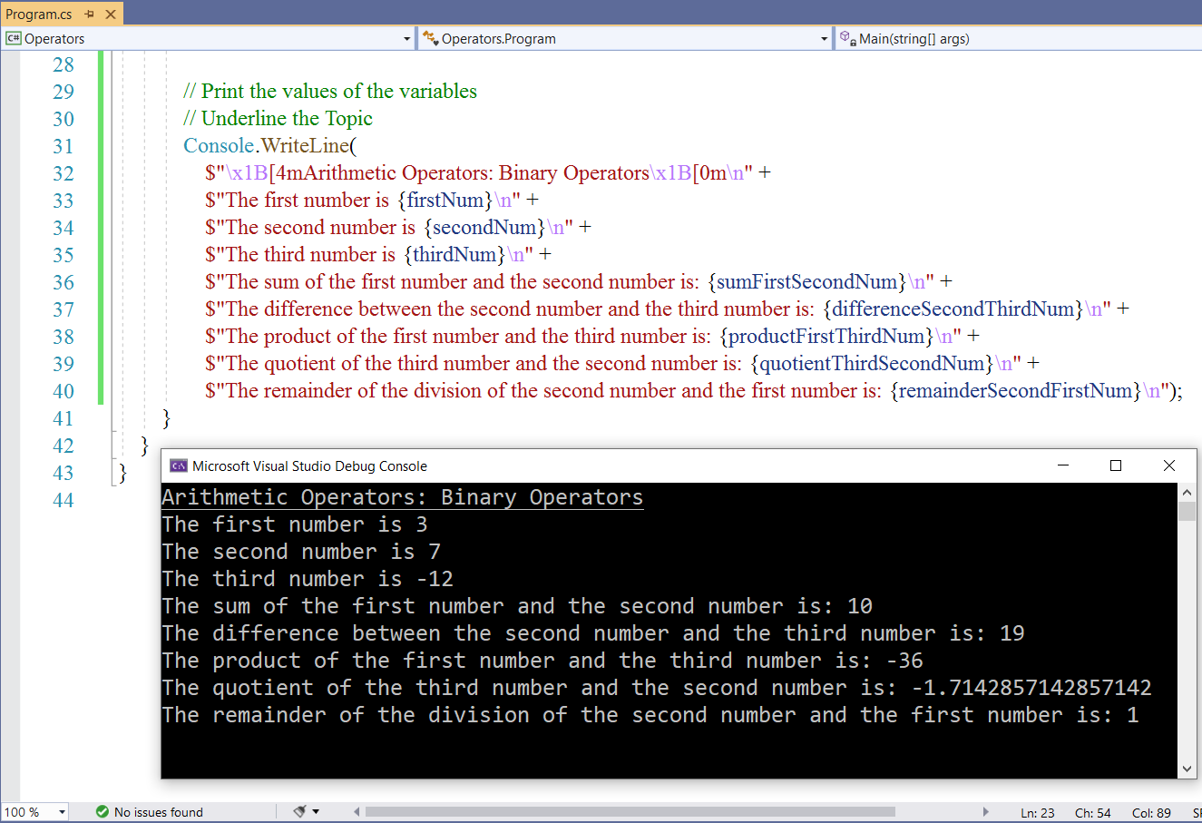 Binary Arithmetic Operators 2