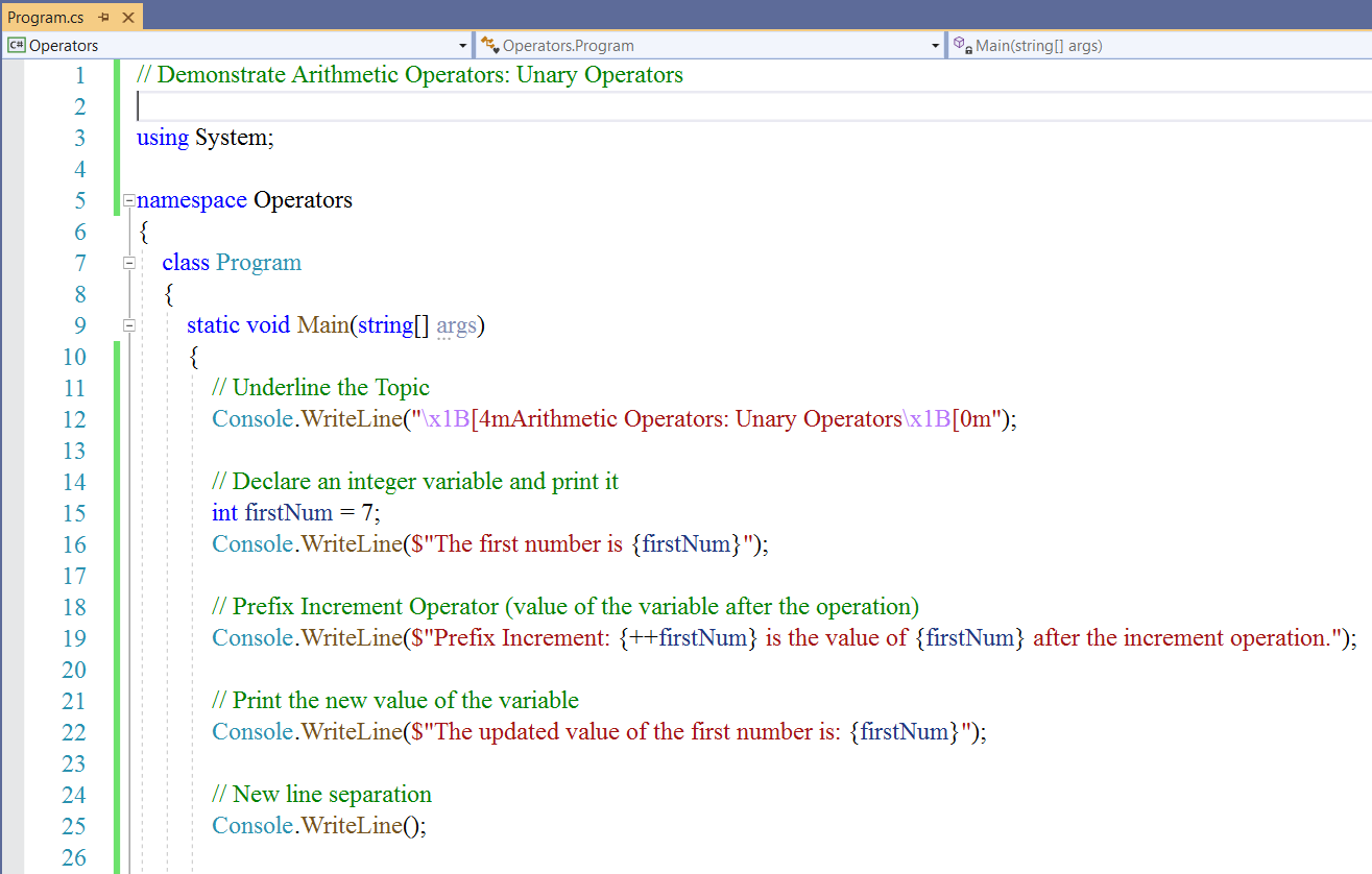 Unary Arithmetic Operators 1