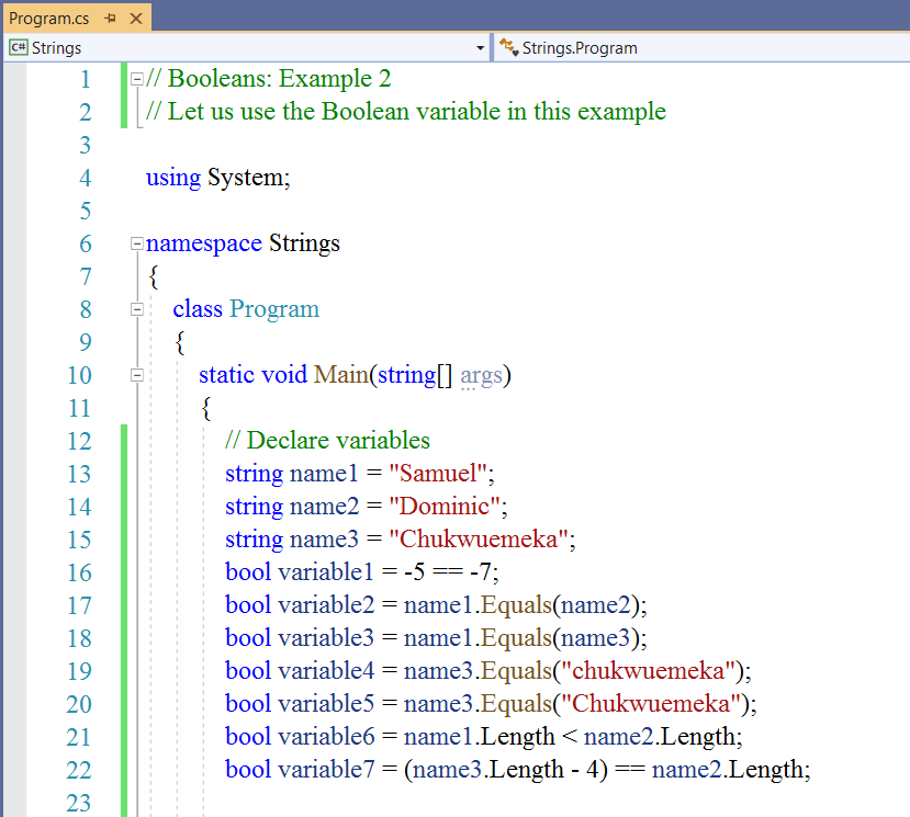Booleans - Example 2-1
