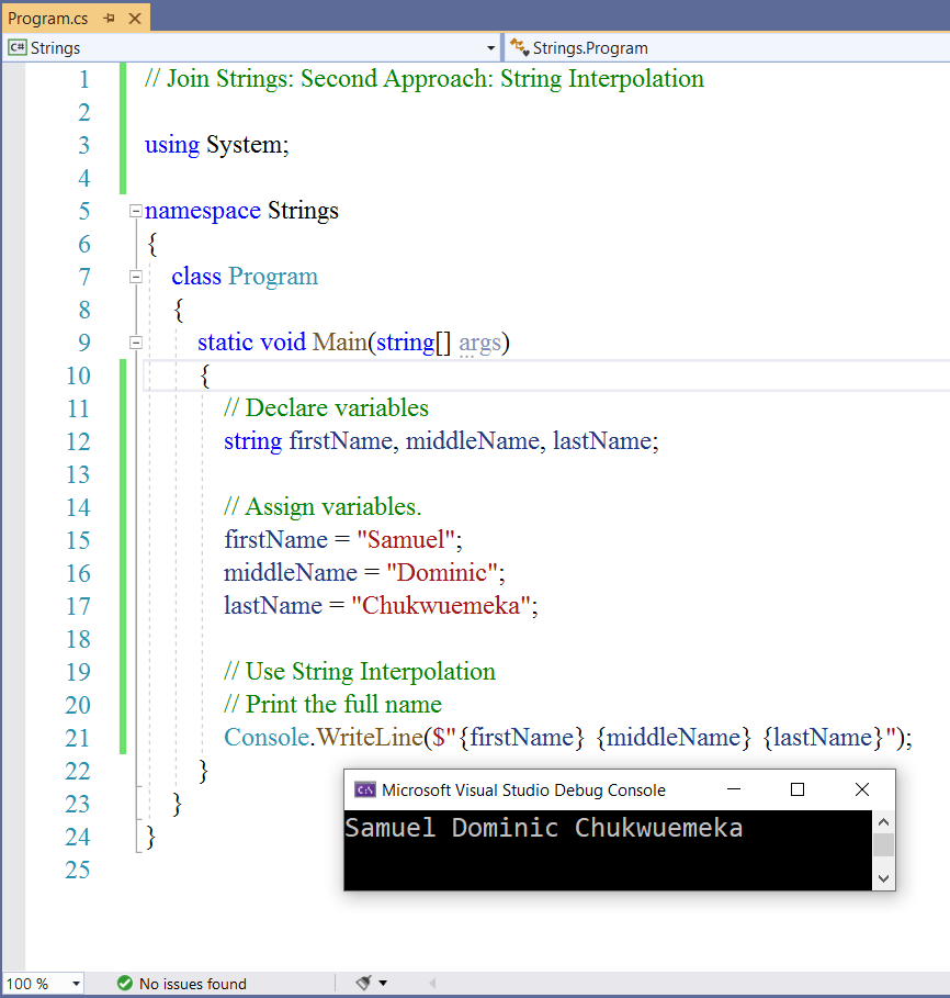 Join Strings: String Interpolation