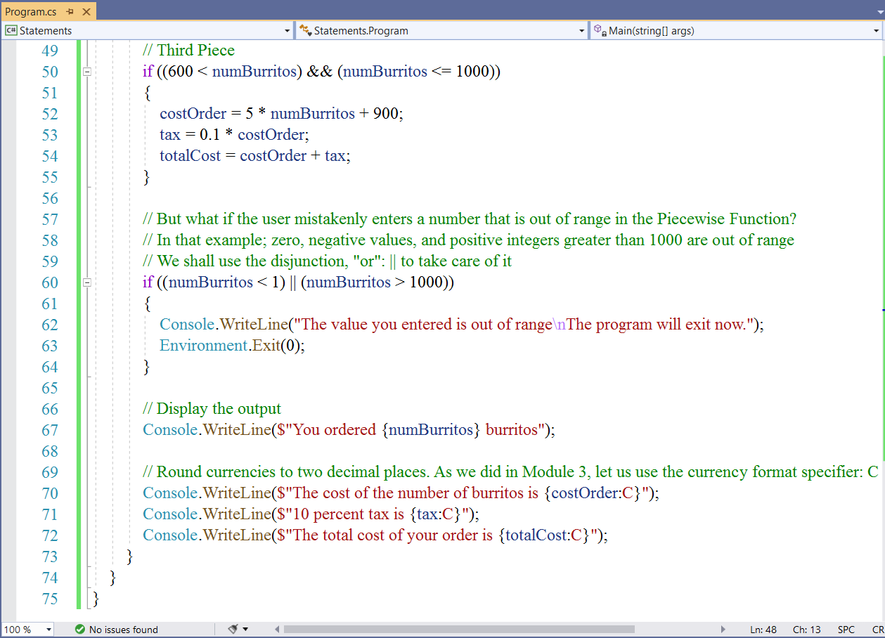 Selection Statements - Example 8-3