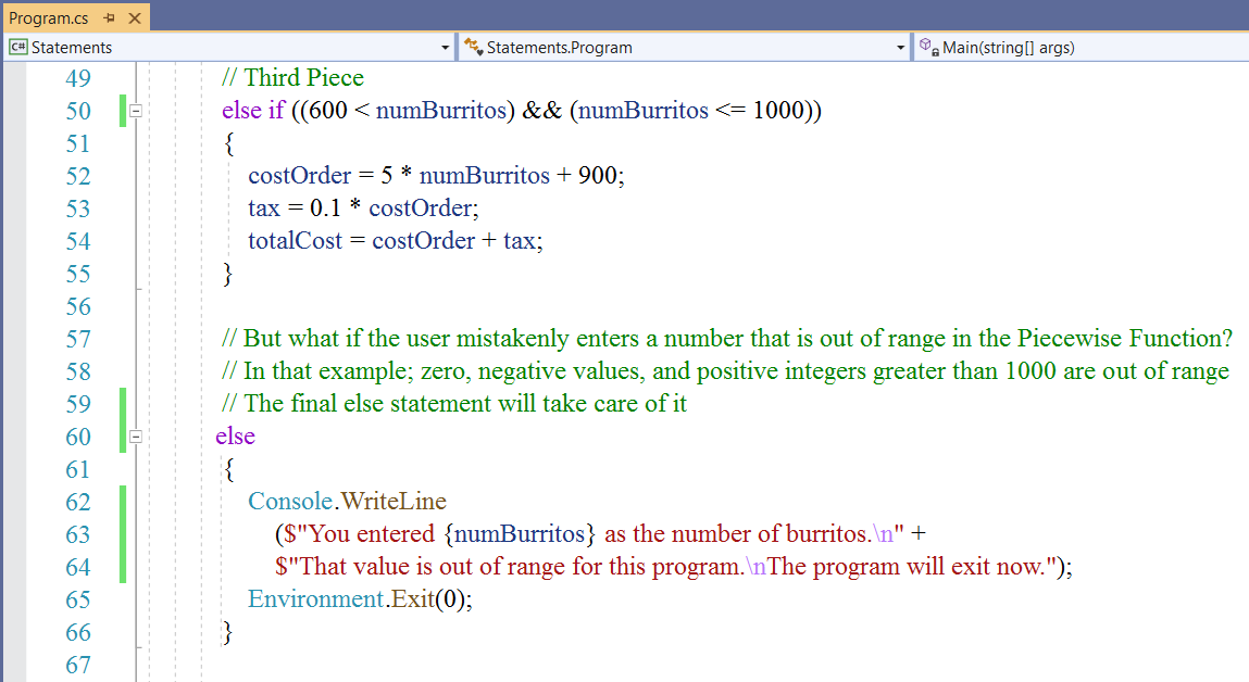 Selection Statements - Example 9-3