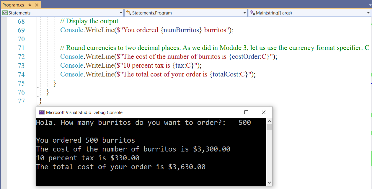 Selection Statements - Example 9-4