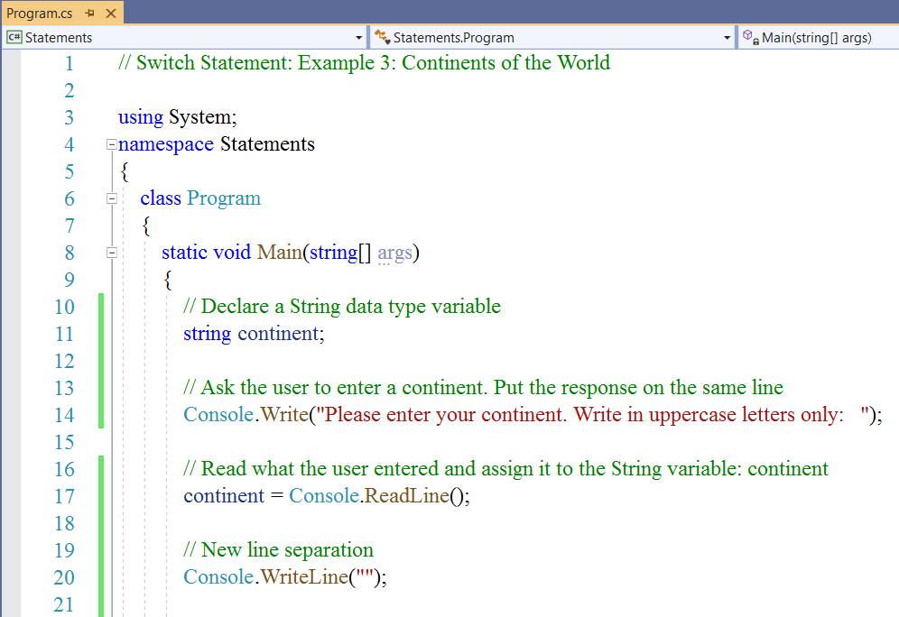 Switch Statements: Example 3-1