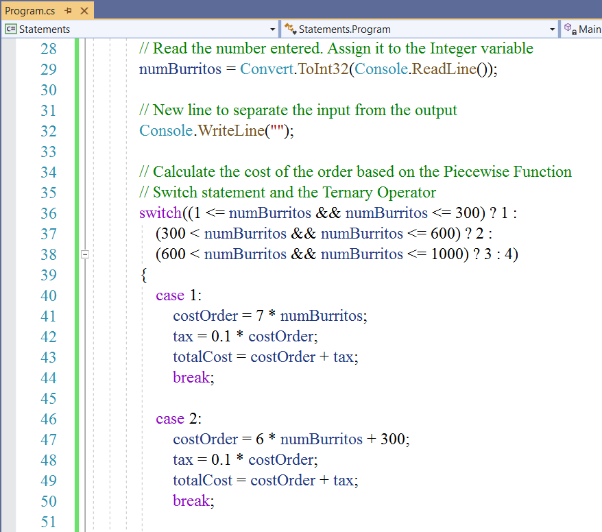 Switch Statements: Example 4-2