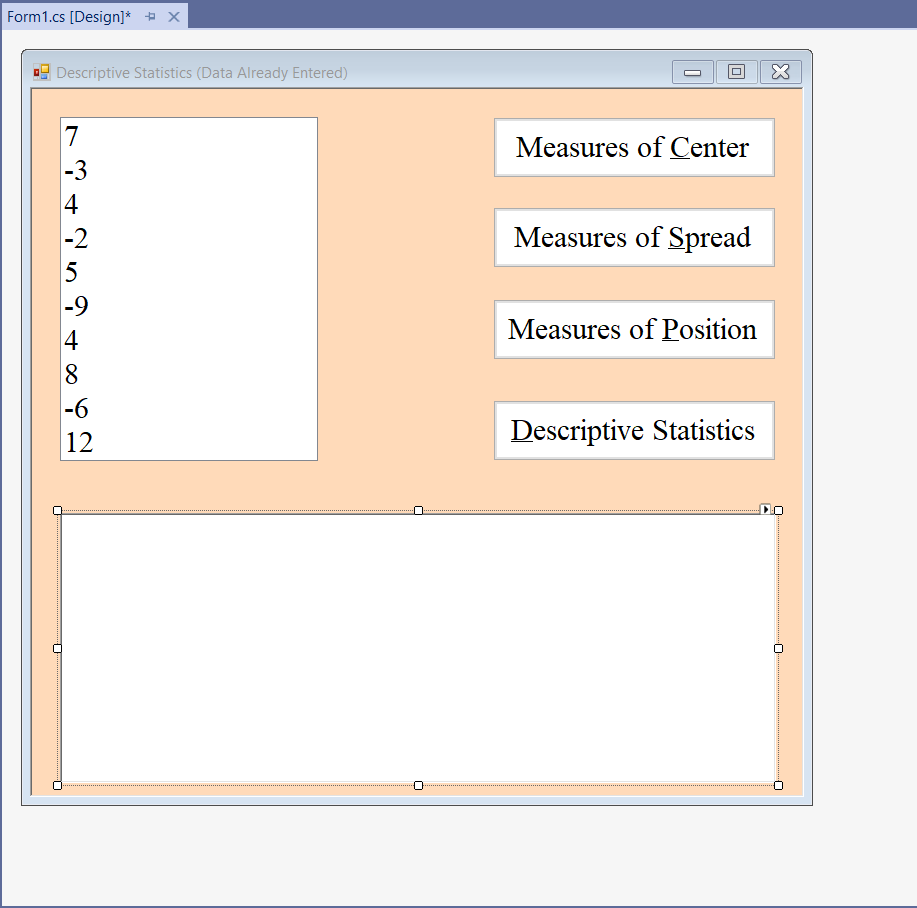 Descriptive Statistics - Part 1: Design View