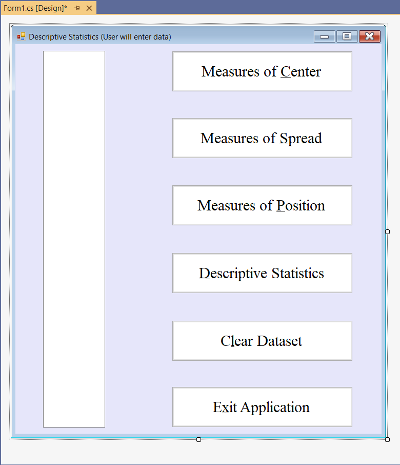 Descriptive Statistics - Part 2: Design View